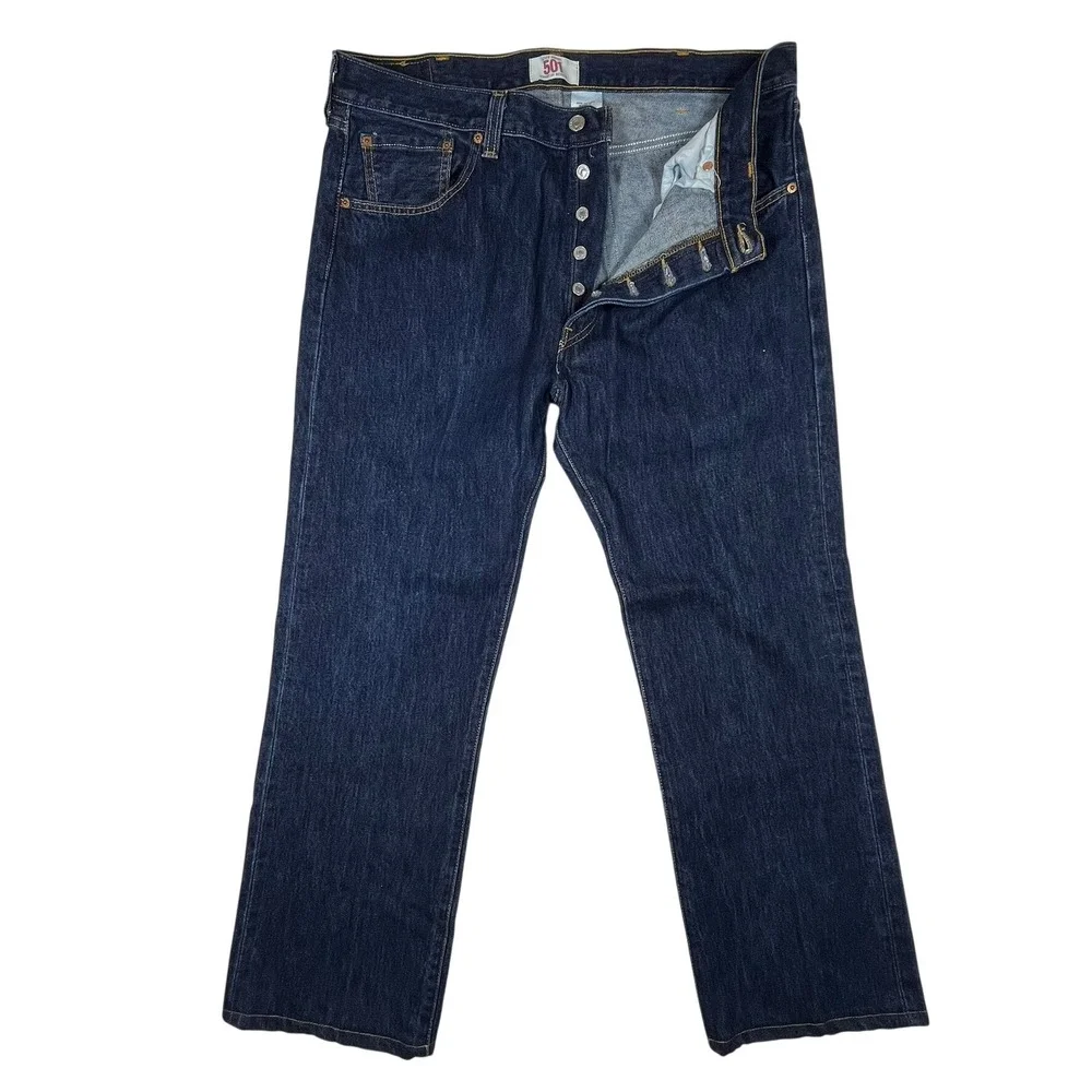 Levi's 501 Original Jeans Mens 38x32 (Fits 36x29) Blue Straight Button Fly Y2K